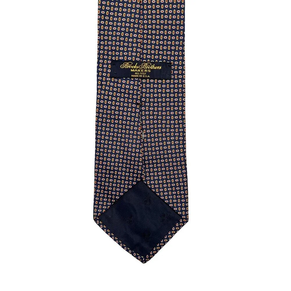 Brooks Brothers Silk Tie Geometric Navy & Red‎ - Made in the USA Vintage